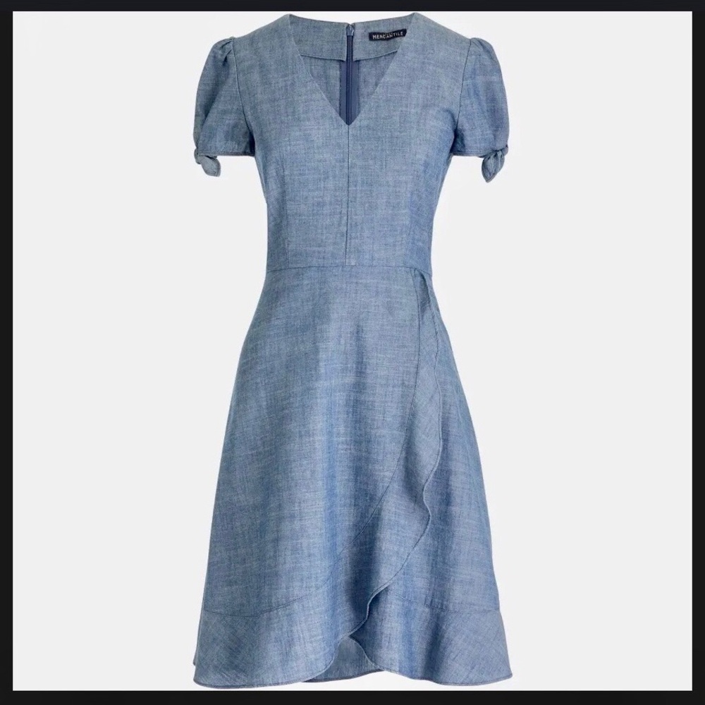 J. Crew Factory Faux Wrap Chambray Dress